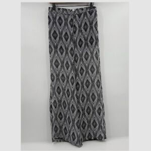 Bisou Bisou Pants Women Small White Black Wide Leg Sheer Palazzo Aztec Boho